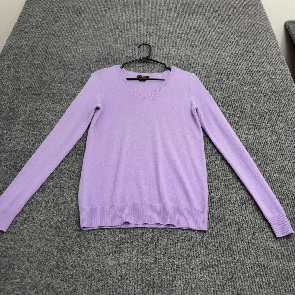 C by Bloomingdales Sweater Womens S Purple Cashmere V Neck Classic Luxury